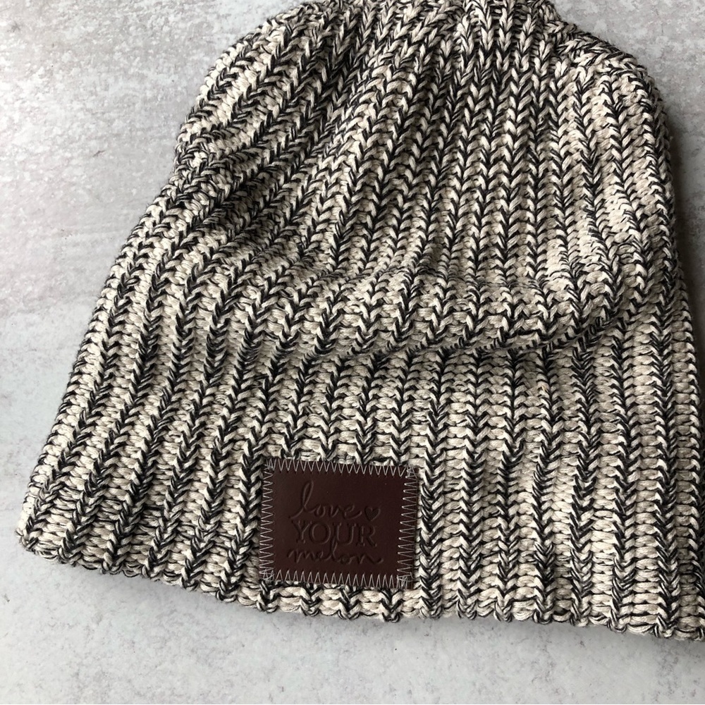 Love Your Melon Black Ivory Beanie